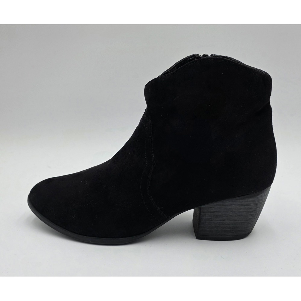 Faded Glory Women's Black Faux Suede Ankle Boots Block Heel Side Zip Size 7 - Picture 2 of 12